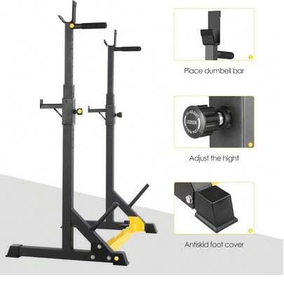 Stojak na przysiady, regulowany stojak na sztangę, regulowana wysokość, wielofunkcyjny stojak na sztangę, do 250 kg