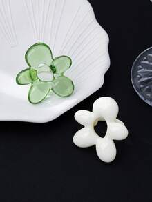 1pc Resin Asymmetrical Bubble Flower Shaped Ring, Unique Elegant Green Floral Design, Minimalist White Daisy Ring, Suitable For Women Everyday Wear - Bubble Flower Ring - View 1