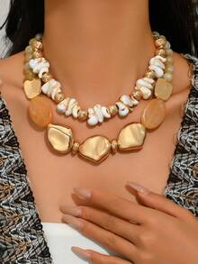 Bộ 1 vòng cổ hạt nhựa và san hô CCB màu nâu hoa văn bất đối xứng phong cách Bohemian cổ điển, nhiều lựa chọn, trang sức cao cấp dành cho nữ, có thể mua riêng lẻ hoặc theo bộ 2 chiếc, thích hợp cho các dịp lễ, tiệc tùng, làm quà tặng, đeo quanh năm, Ngày Valentine, Lễ Tạ ơn, tặng bạn bè. Chất liệu nhựa có nhiều tông màu và hoa văn, mỗi hạt đều độc đáo. Có thể có một vài vết xước nhỏ do khuôn đúc, đó là hiện tượng bình thường. - Nhiều màu - Xem 5