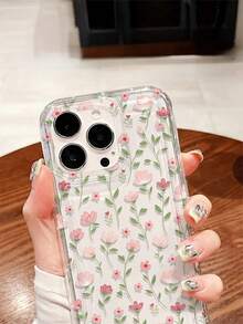 1pc Floral Pattern, Air Cushion Transparent Anti-Drop Phone Protective Case, TPU Material, Suitable As Holiday Gift, Compatible With Apple XS/XS Max/XR/11 12 13 14 15 16 Pro/Pro Max/14 15 16 Plus/17, Unisex, Phone Case - Multicolor - View 2