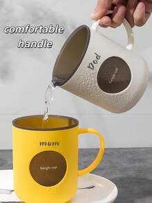 [Customized] Dual-Color Dual-Layer Rinse Cup, Customizable Name, Couples Bathroom Cup, Skin-Friendly Material + Stylish Contrast Color Design, Compact Size, Built-In Handle For Easy Grip, Exclusive Customized Text To Avoid Sharing, Keeps Vanity Tidy, One Person One Cup For Better Hygiene, Suitable For Rental, Home, Dorm