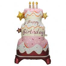 1Pc 197cm Supersize Stand Birthday Party Balloon Happy Birthday Cake Shape Foil Balloons Birthday Party Decorations - Multicolor - View 14