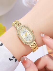 Gaiety 女士石英表，1 件装，时尚休闲，优雅轻盈，尽显奢华。阿拉伯数字刻度矩形表盘，适合日常佩戴、搭配服饰，亦可作为情人节礼物、简约复古优雅饰品、Y2K 派对、度假、节日礼物。 - 彩色 - 查看 5