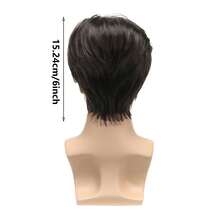 Men Brown Wig Short Middle Part Straight Synthetic Wigs,Male Wig Daily Cosplay Party Halloween - Multicolor - View 4