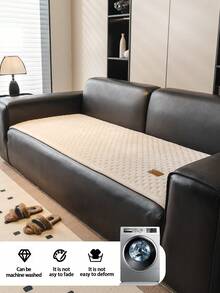 1件加厚绗缝法兰绒沙发垫，宠物友好型防污防滑沙发套，秋冬季防刮沙发保护套，适用于L型组合沙发和1/2/3/4座沙发（单件出售） - 米色 - 查看 7