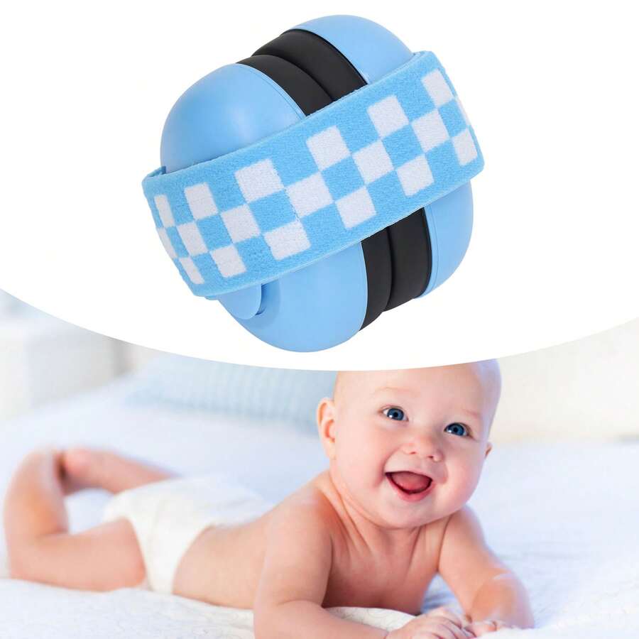 Orejeras con cancelación de ruido y banda elástica para recién nacidos, orejeras con cancelación de ruido para bebés y niños pequeños, color azul. - Azul - Ver 1