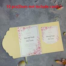 10 Pieces Of Tri-Fold Wedding Invitation Cards, Envelopes With Petal-Edged Designs, (Excluding The Cards) Invitation Slips, Featuring A Simple And Elegant Aesthetic, Pocket-Style Invitations. 5x7 Inch DIY-Designable Invitations. Festival Supplies, Birthday Supplies. Wedding, Invitations, Envelopes. - Multicolor - View 13