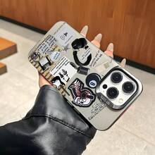 1pc Music Rock Element Pattern Phone Case, Shockproof Creative Matte Soft Phone Cover, Holiday Gift For Kids, Compatible With IPhone 7, 8, X, XS, XR, 11, 12, 13, 14, 15, 16 Pro Max - Fashionable Grey Design - Multicolor - View 5