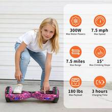 Hoverboard With Corlorful LED Lights,Colorful Lights Wheels,300W Motor,7.5 Mph Max Speed ,Gift For Girls &Boys ,All-Terrain,GalaxyPurple - Purple - View 5