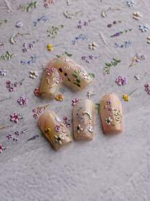 QIANJIKU Bộ 2 miếng dán móng tay họa tiết hoa mùa xuân/hè, trang trí móng 5D, phù hợp với móng acrylic, đồ dùng làm móng cho nữ và bé gái, quà tặng ngày lễ. - Nhiều màu - Xem 4