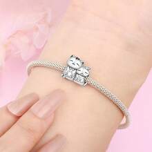 Cute Panda Animal 925 Sterling Silver Charms For Bracelets And Necklace Dangle Pendants Butterfly Elephant Dog Bead Jewelry Present For Women Family Friends - 一對小貓吊墜 - 查看 7