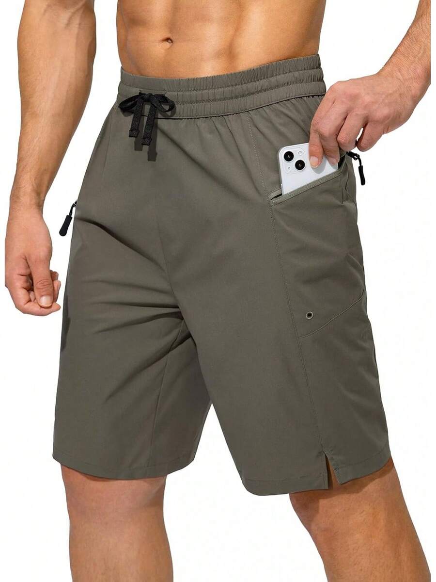 Men's Swim Trunks Quick Dry Board Shorts With Zipper Pockets Beach Shorts Bathing Suits Men - No Mesh Liner - 板岩綠 - 查看 1