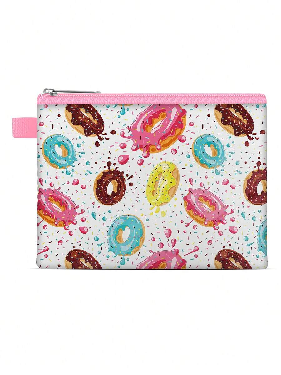 5.5" X 4.1" Dinosaur Coin Purse, Donut Zipper Wallet Pouch, Cute Dog Print, Oxford Cloth Durable Clutch, Easy To Clean Key Bag, Children's Gift, Perfect Birthday Gift