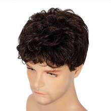 男士棕色刘海卷发假发，适合日常佩戴，可作替换假发，外观自然 - 彩色 - 查看 9