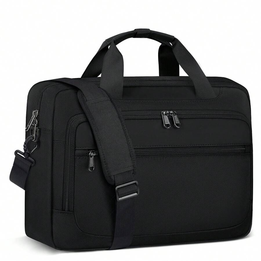Large Capacity Multi Compartment Casual Travel Laptop Briefcase Bag - 黑色 - 查看 1