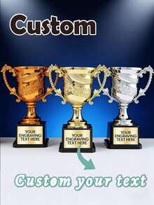 Customizable Gold Trophy And Medal - Personalized Medals, Gold Trophies, Sports Trophies, Sports Gifts, Custom Trophies, Children's Competition Medals, Sports Event Marathon Commemorative Plaques, Suitable As Children's Encouragement Gifts, For Awards Ceremonies, Competitions, Offices, Schools And Other Occasions - Multicolor - View 5