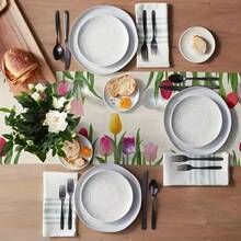 Easter Celebration Table Flag - Vivid Tulip Pattern For Indoor/Outdoor Dining And Parties, Polyester, Rectangle - 13x72 inch - Xem 2