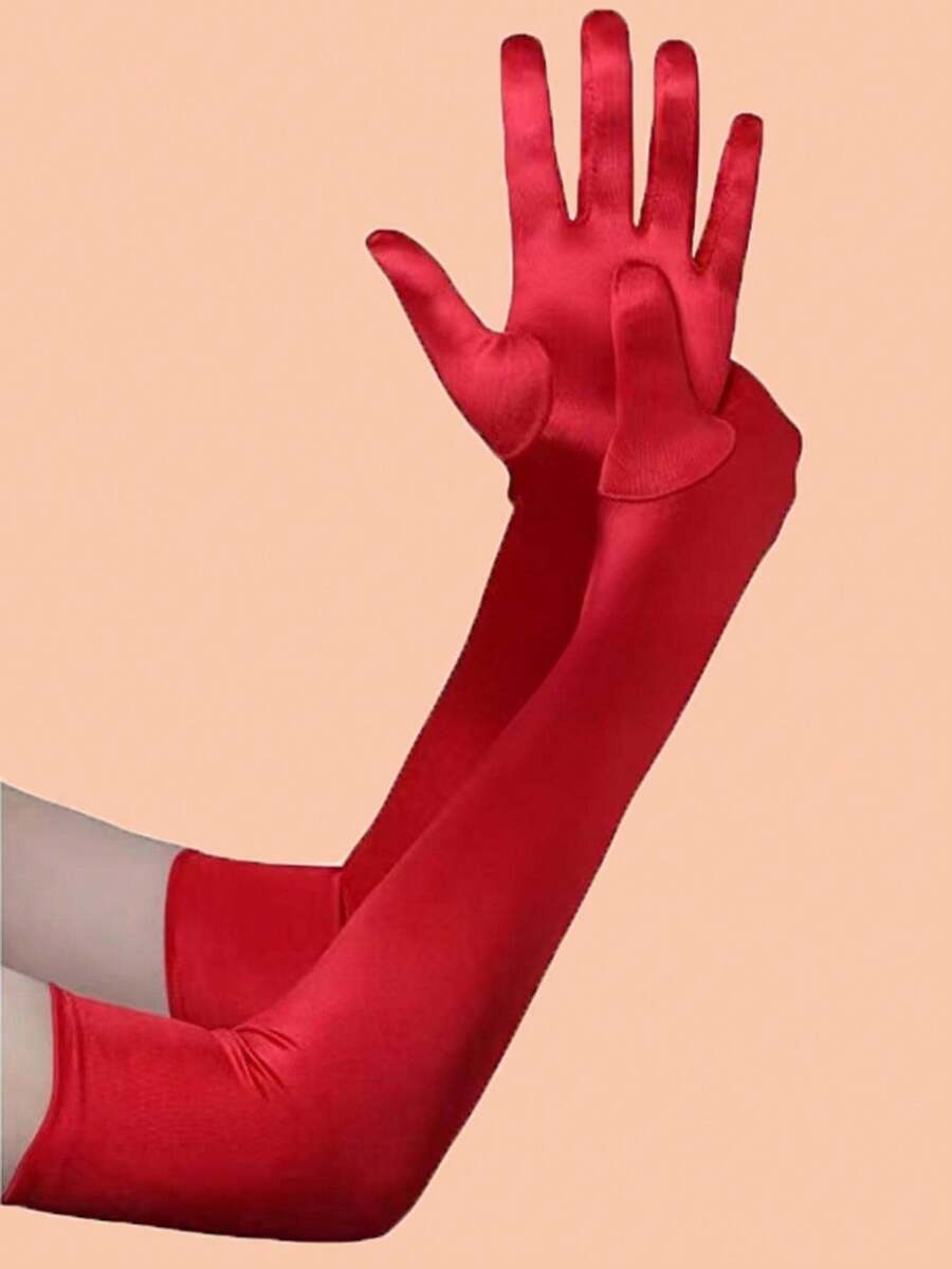 A Pair Of Long Red Gloves, Suitable For Parties, Makeup, Dancing, Bars, Weddings, Halloween, And Wine-Colored Occasions. They Are Suitable For Vacations, Shopping, Daily Wear Or Gatherings. They Are An Ideal Choice For Birthday Gifts, Valentine's Day Gifts, Anniversary Gifts, Graduation Gifts For Her, Her Girlfriend, Her Partner, Friendship, Ladies, Girls, Mothers, Family Members And Friends. - 紅色 - 查看 1