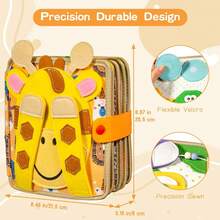 Giraffe Themed Felt Busy Book, Interactive Educational Quiet Book, Portable Sensory Activity Board To Improve Fine Motor Skills And Cognitive Development, Early Learning Travel Toy With Animal, Shape, Color And Number Themes, Soft Fabric Activity Book For Creative Play - Multicolor - View 9