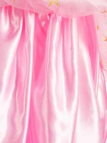 4pcs/Set Pink Princess Dress With Tulle Skirt, Gold Star Print Girl Princess Dress, Spaghetti Strap Off-Shoulder Dress, Suitable For Holiday Party, Celebration - Pink - View 6