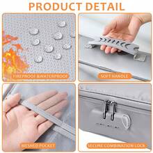Fireproof Document Bag With Lock 3-Layer Water-Resistant Zipper Portable File Storage Case For Laptop Certificates Travel Home Office Organizer - Grey - View 3