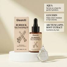 GleamXi 牛蒡滋养护发油 - 轻盈滋养配方，蕴含牛蒡、荨麻油和维生素 C，30 毫升/1 液盎司 - 彩色 - 查看 4
