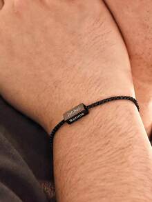 Customized Multi-Brand Bracelets, Can Add 1-4 Names For Personalized Bracelets, Including Children's Name Bracelets, Couples' Name Bracelets, Customized Stainless Steel Adjustable Pendant Bracelets, Customized Gold Brand Jewelry Couples' Memorial Gifts, Birthday Gifts, Fashionable Styles Suitable For Autumn, Retro, Unisex, Minimalist, Casual, Occasions, Customizable Personalized Designs - Multicolor - View 3