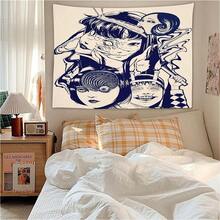 Japanese Horror Manga Tapestry Unlimited Ito Junji Wall Hanging Creepy Aesthetic Witchcraft Supplies Anime Room Decor - White - View 3