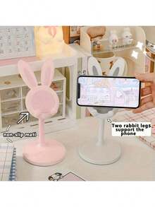 1pc/Cute Desktop Phone Holder, Adjustable Rabbit Shape Phone Holder - The Perfect Companion For Students' Desks, Suitable For Lazy Time, And The Best Birthday And Graduation Gift Among Desktop Accessories - Pink - View 3