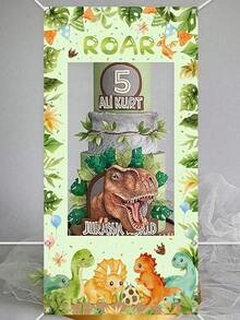1 Set de Decoración de Marco de Fotos con Patrón de Dinosaurio Verde, Adecuado para Cumpleaños, Boda, Fiesta, Decoración de Fondo de Fotos, Decoración de Fondo de Fiesta, Baby Shower - animales dinosaurios - Ver 4