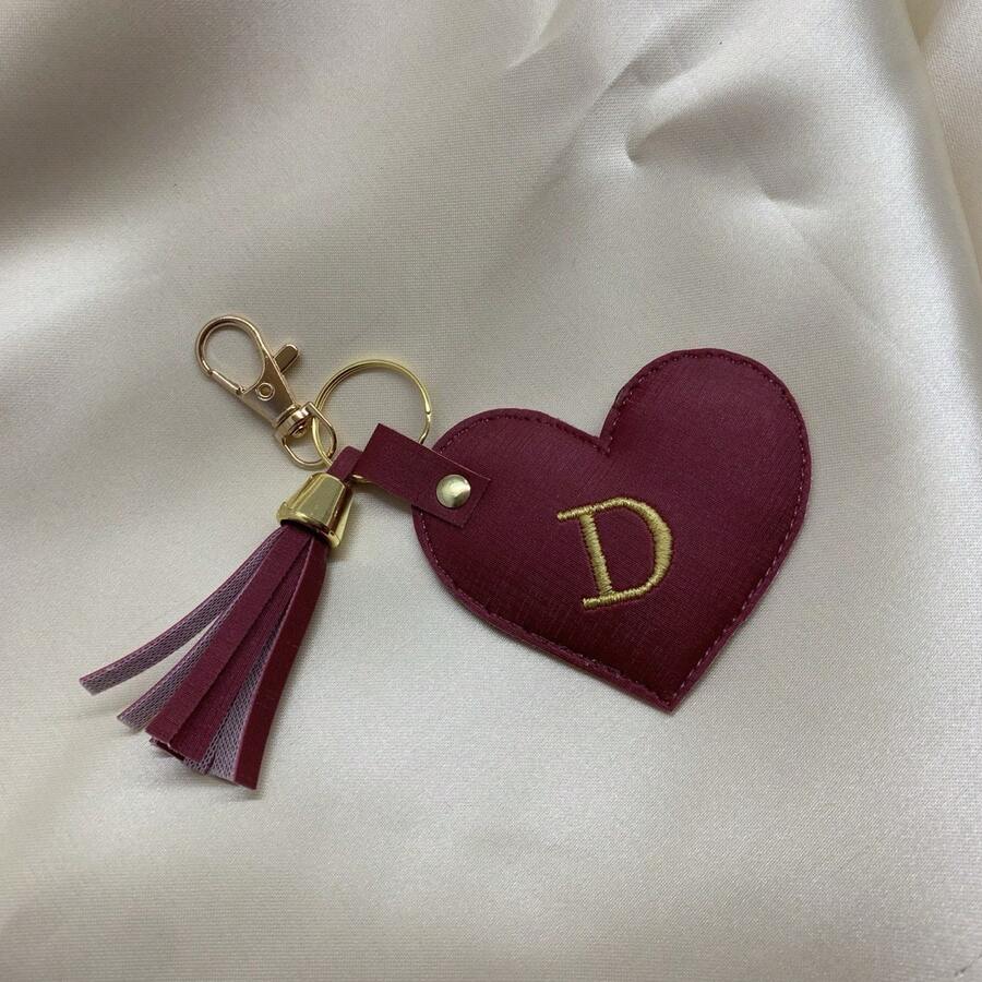 Personalized Keychain With Initial - Bordeaux - Übersicht 1