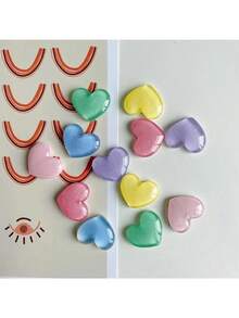 6/12pcs Colorful Transparent Heart Shaped Refrigerator Magnets, Cute Decorative Stickers For Kitchen, Office, Whiteboard, Storage Cabinet, Dishwasher, Home Decor, Valentine's Day Gift - Multicolor - View 5