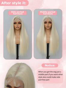 Anime Cosplay Long Blonde Straight Synthetic Hair Wig, Light Blonde, Middle Part, Elastic Cap, For Women, Halloween Party - Gold - View 7