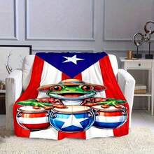 Puerto Rican Themed Flannel Blanket - Vibrant Cultural Prints With Flags, Symbols & Puerto Rico Text - Soft Warm Travel Digital Print,Suitable For All Seasons,      Washable And Machine-Washable, Lightweight, Breathable, Comfortable, Warm,  Unique, 280gsm For Him And Her, Perfect For Naps, Camping, Travel, Family, Daily Life, Office Decoration, Birthday Anniversaries, Valentine's Day, Thanksgiving, Christmas, Halloween, Mother's Day, Father's Day, Wedding,   New Year Gifts Provide Personalized Ideal Gifts For Her, Him, Family Members, Boyfriends,  Girlfriends, Fathers, Family Members, Mothers, Lovers,   Daughters, Sons,   Grandfathers, Grandmothers,     Friends, Classmates And Pets.     Sofa,Bed,Car,Bedroom,Living Room,Office,  Outdoor Camping, Beach,Wall Decoration - Nhiều màu 21 - Xem 4