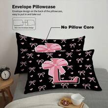 3pcs Bedding Set (1 Duvet Cover + 2 Pillowcases, No Filler), Black Bow & Letter Pattern, Suitable For Daily Use, Festivals, Gifts For Lovers, Friends, Family, Soft, Warm, Skin-Friendly Duvet Cover, Various Sizes, Extra Large Size, Fit For Couples Or Single Bed, Suitable For Boys, Girls, Teenagers Bedroom, Guest Room, Game Room, Vacation Rental And Hotel - 2778+SJT+K - View 8