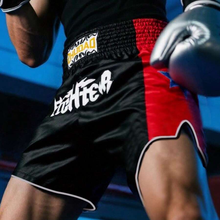 A Pair Of Professional Men's And Women's Training Shorts, Muay Thai Pants, Kickboxing, Fighting, And Martial Arts Training Pants - Black - View 1
