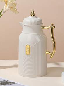 1 Large Capacity Insulated Water Bottle, Gold-Plated Style Teapot, Coffee Pot, Hot Water Bag, Press-Type Glass Inner Container Insulated Bottle - Gold-plated Coffee Pot - View 5