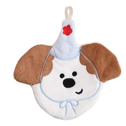 Cartoon Hand Towel, Dog With Hat Design, Easy To Hang, Made Of Coral Fleece, Soft And Absorbent, Cute Decorative Towel Suitable For Bathroom, Living Room, Kitchen, And Outdoor Use