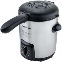 Mini Deep Fryer for Personal Use with Removable Basket Stainless Steel Adjustable Temperature Control Non-Stick Interior Nickel Brushed - Plateado - Ver 2