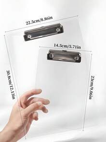 1pc A4/A5 Transparent Clipboard, Portable Writing Board, Antislip File Hardboard Paper Holder, Durable Stylish Clipboards With Low Profile Clip. Perfect For Home, Office, Drawing, Nursing, Restaurant Menu, Bills & Study - Transparent - View 3
