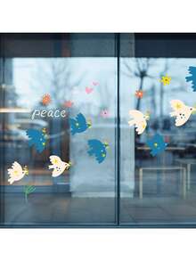 Cute Pigeon & Bird Pattern Static Cling Window Stickers, Glue-Free, Waterproof, Suitable For Children's Bedroom And Kitchen Glass Doors, Creative Decor, Anti-Collision - Multicolor - View 8