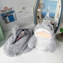 1pcs  Cartoon Shark Stationery Pen Case Large Capacity Stationery Box For Students Cute Doll Stationery Box School Supplies Storage Bag Creative Student Back-To-School Gift - 鯊魚筆袋 - 查看 2