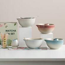 抹茶碗套装，包含抹茶打蛋器、抹茶碗、抹茶杯、抹茶粉碗、搅拌棒，批发 - 彩色 - 查看 10