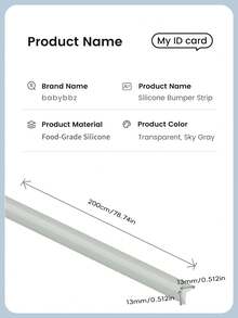 2m Super Soft Gray Silicone Edge Guard - High Quality Self-Adhesive Protective Device, Suitable For Baby Safety, Table And Wall Protection - Grey - View 2