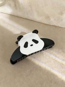 مشبك شعر أكريليك بشكل مخلب الباندا الجميل، إكسسوار شعر كرتوني جذاب، مناسب للارتداء اليومي والكاجوال والحفلات - أبيض وأسود - مشاهدة 5