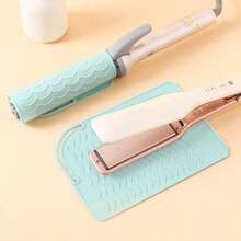 1 件装硅胶隔热垫 - 二合一直板夹和卷发棒收纳袋 - 美发工具旅行包 - 保护表面免受热损伤（黑色）