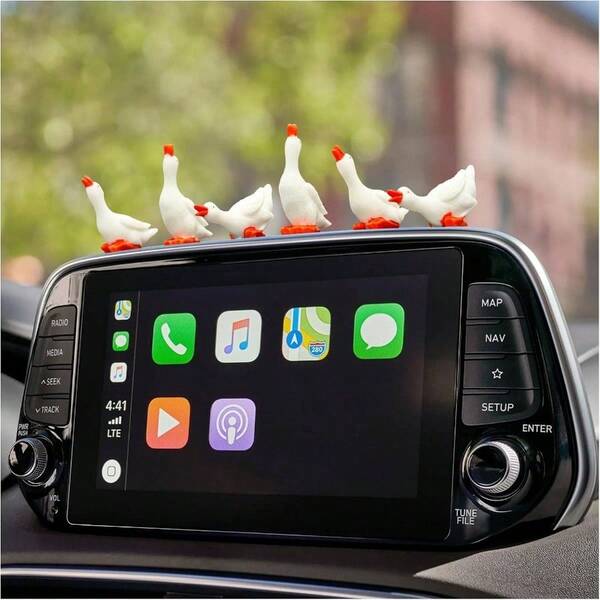 6u2011Pack Resin Goose Dashboardu2013 Cute Car Rearview Mirror Interior Decorations With Reusable Adhesive Pads U2013 Cake Toppers Desk Accents Silly Goose