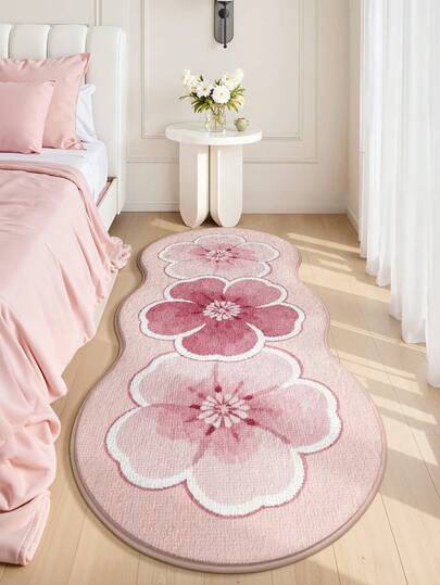 DAJIANG 1 pieza Alfombra con patrón floral rosa, alfombra de lana con diseño de flor de cerezo, adecuada para baño, cocina, exterior, interior, pasillo, dormitorio, sala de estar, lavable a máquina, fácil de limpiar, con respaldo antideslizante, adecuada para decoración de invierno del dormitorio, decoración navideña del Día de San Valentín, decoración navideña del dormitorio, accesorios de baño, conjunto de decoración de habitación
