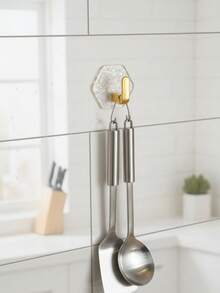 1pc/4pcs Adhesive Wall Hooks, Bathroom Organizer Hooks, No Drilling Jewelry Holder Hooks, Coat Hooks For Entryway, Closet, Cabinet - Multicolor - View 2