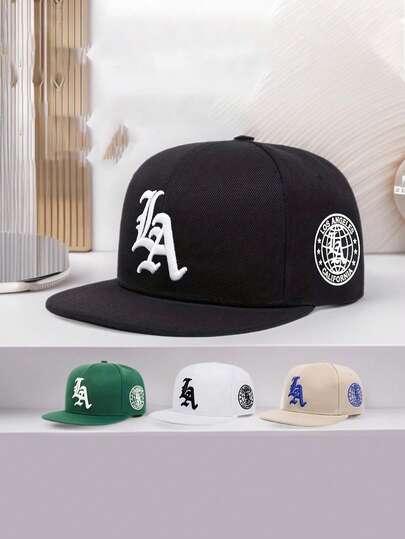 1pc Unisex "LA" Letter Embroidered Adjustable Snapback Baseball Cap, Suitable For Outdoor Sports, Hiking, Casual Wear, Streetwear, Available In Multiple Colors